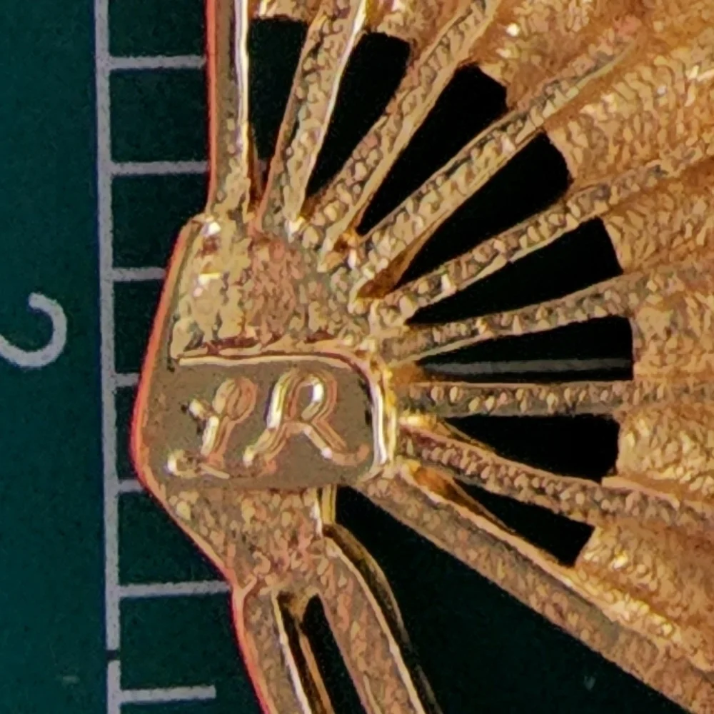 Vintage Lady Remington Signed Victorian Gold-Tone Lady with Fan Brooch